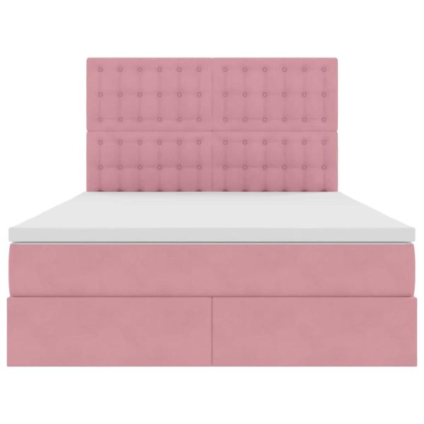 Легло с място за съхранение и LED Розово 140 x 200 cm Кадифе