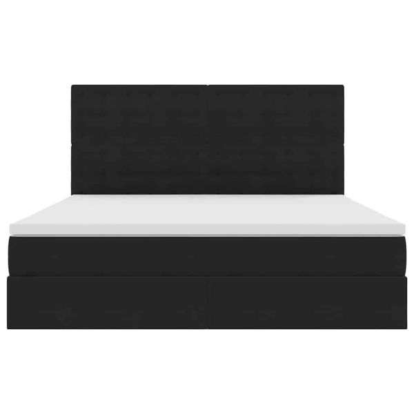 Легло с място за съхранение и LED Черно 180 x 200 cm Кадифе