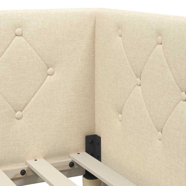 Ъглова рамка за легло с матрак Крем 90 x 200 cm текстил