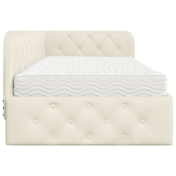 Ъглова рамка за легло с матрак Крем 90 x 190 cm Кадифе