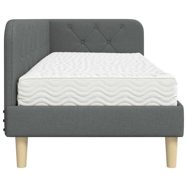 Ъглова рамка за легло с матрак Тъмен сив 80 x 200 cm текстил