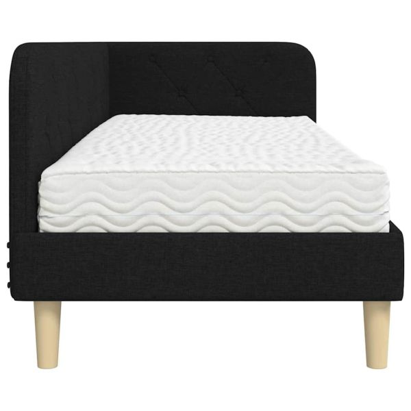 Ъглова рамка за легло с матрак Черно 80 x 200 cm текстил