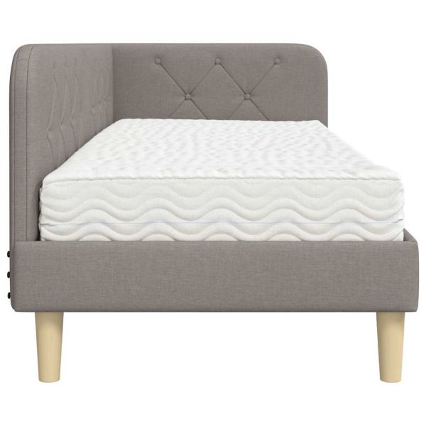 Ъглова рамка за легло с матрак Таупе 80 x 200 cm текстил