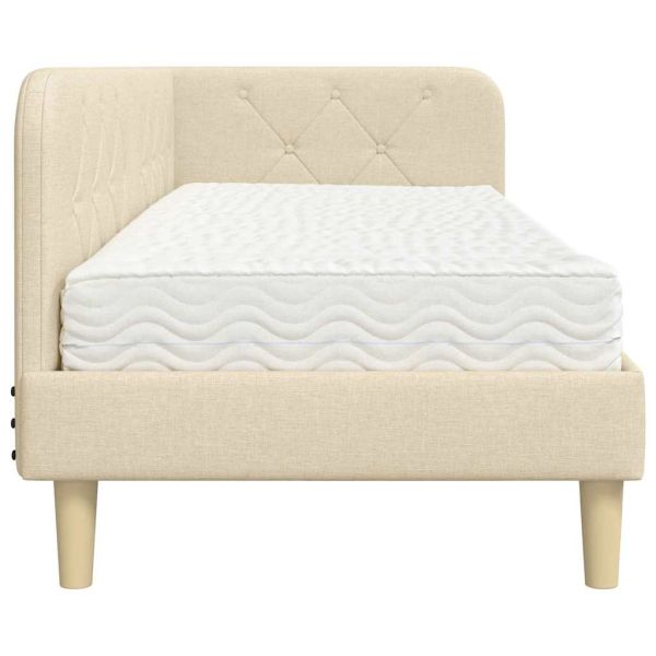 Ъглова рамка за легло с матрак Крем 80 x 200 cm текстил