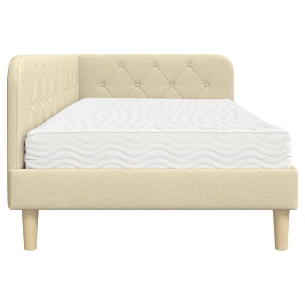 Ъглова рамка за легло с матрак Крем 100 x 200 cm текстил