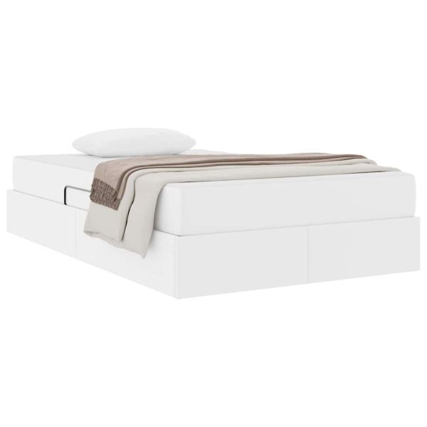 Легло с място за съхранение и матрак с матрак Бяло 120 x 200 cm