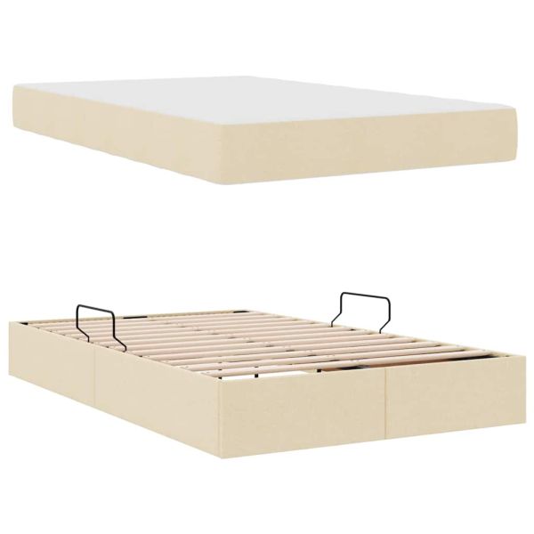 Легло с място за съхранение и матрак с матрак Крем 120 x 200 cm
