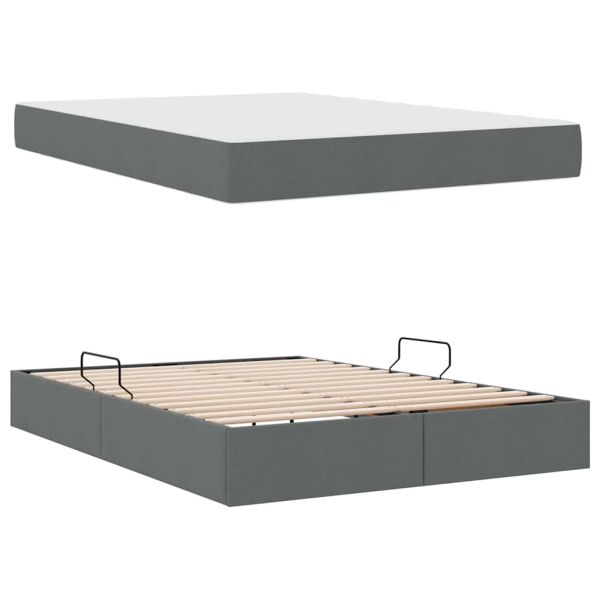 Легло с място за съхранение и матрак Тъмен сив 140 x 200 cm