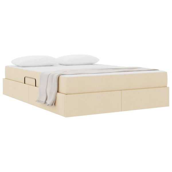 Легло с място за съхранение и матрак с матрак Крем 140 x 200 cm