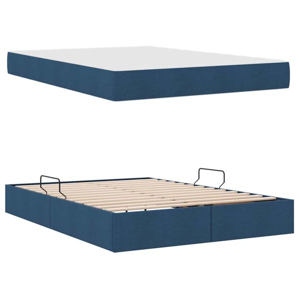 Легло с място за съхранение и матрак Синьо 140 x 200 cm