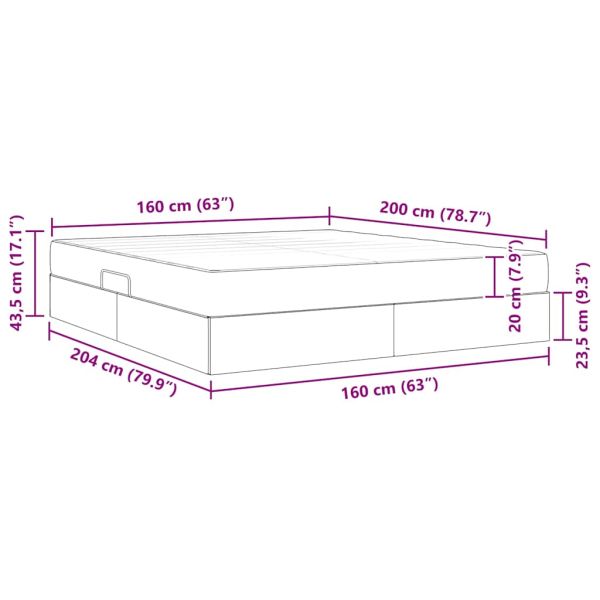 Легло с място за съхранение и матрак Светлосиво 160 x 200 cm