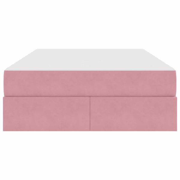 Легло с място за съхранение и матрак Розово 120 x 190 cm Кадифе