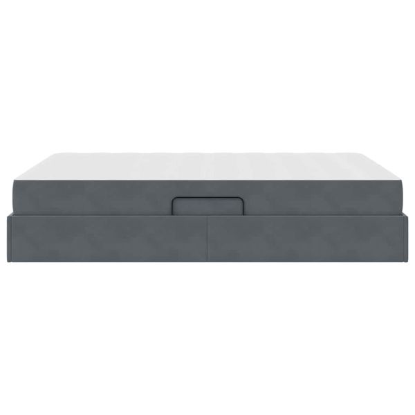 Легло с място за съхранение и матрак Тъмен сив 140 x 200 cm