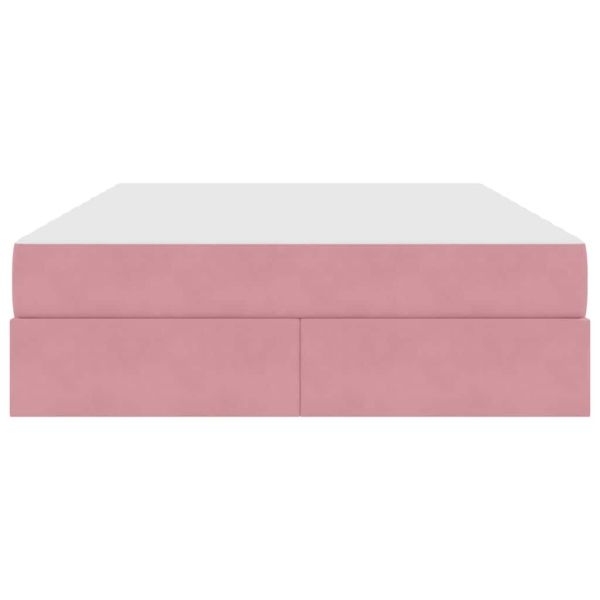 Легло с място за съхранение и матрак Розово 140 x 200 cm Кадифе