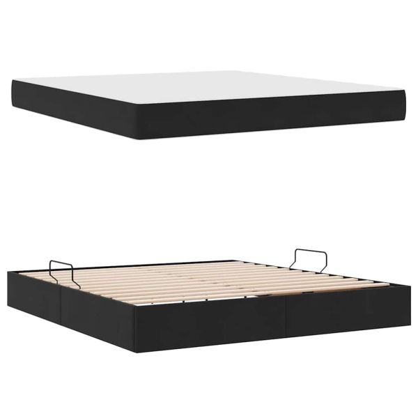 Легло с място за съхранение и матрак Черно 180 x 200 cm Кадифе