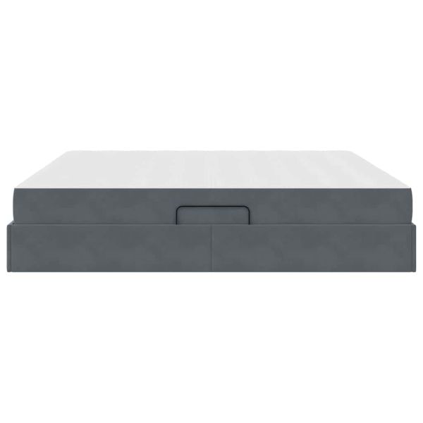 Легло с място за съхранение и матрак Тъмен сив 200 x 200 cm