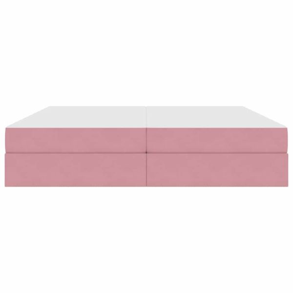 Легло с място за съхранение и матрак Розово 200 x 200 cm Кадифе