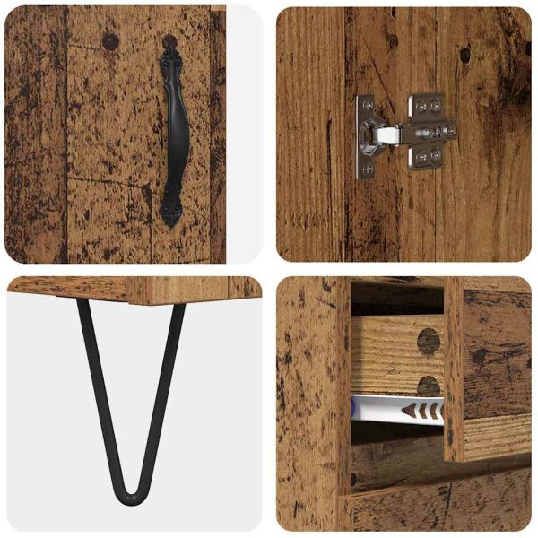 Висок шкаф с чекмедже 2 pcs Старо дърво Инженерно дърво