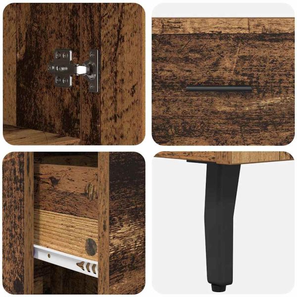 Висок шкаф 2 pcs Старо дърво Инженерна дървесина и стъкло