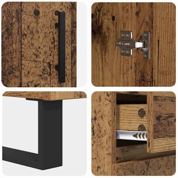 Висок шкаф 2 pcs Старо дърво Инженерна дървесина и стъкло