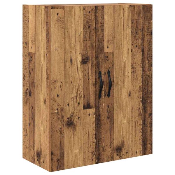 Висок шкаф 2 pcs Старо дърво Инженерна дървесина и стъкло