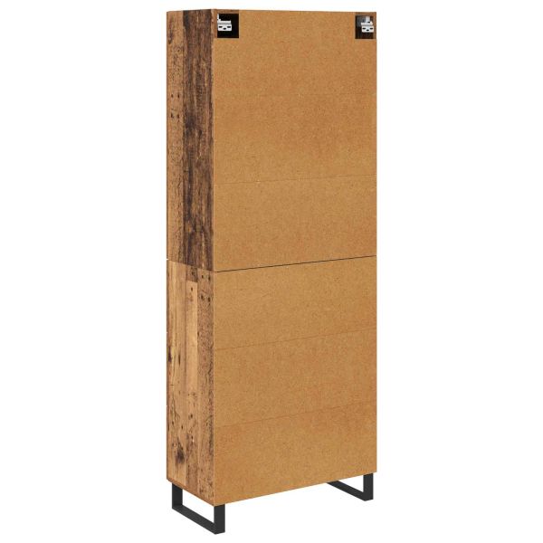 Висок шкаф 2 pcs Старо дърво Инженерна дървесина и стъкло