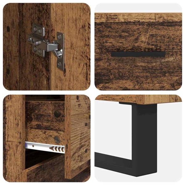 Висок шкаф с чекмедже 2 pcs Старо дърво Инженерно дърво