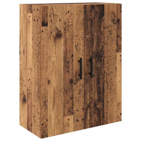 Висок шкаф 2 pcs Старо дърво Инженерна дървесина и стъкло