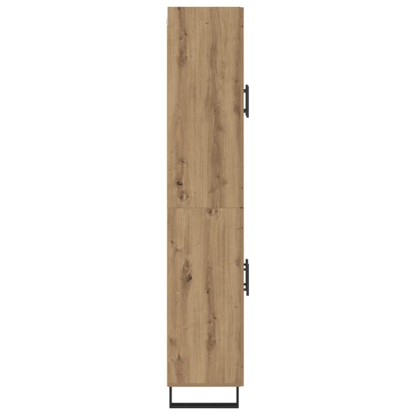 Висок шкаф 2 pcs Дъб Инженерна дървесина и стъкло