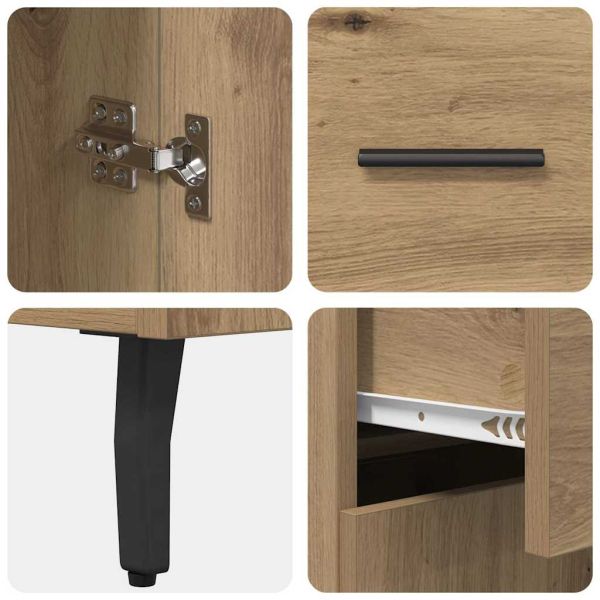 Висок шкаф Дъб 69,5 x 34 x 180 см Инженерна дървесина и стъкло