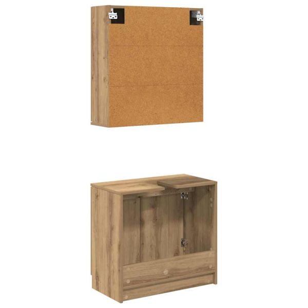 Комплект шкафове за баня с рафт с врата Дъб Инженерно дърво