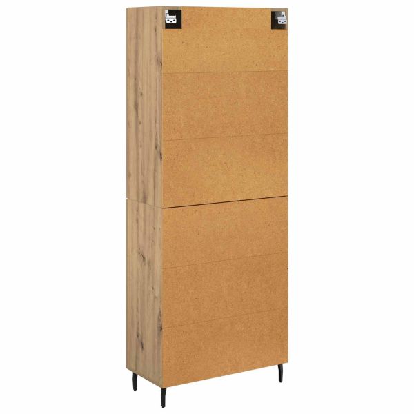 Висок шкаф с чекмедже 2 pcs Дъб Инженерна дървесина и стъкло