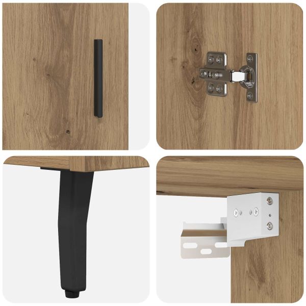 Висок шкаф 2 pcs Дъб Инженерна дървесина и стъкло