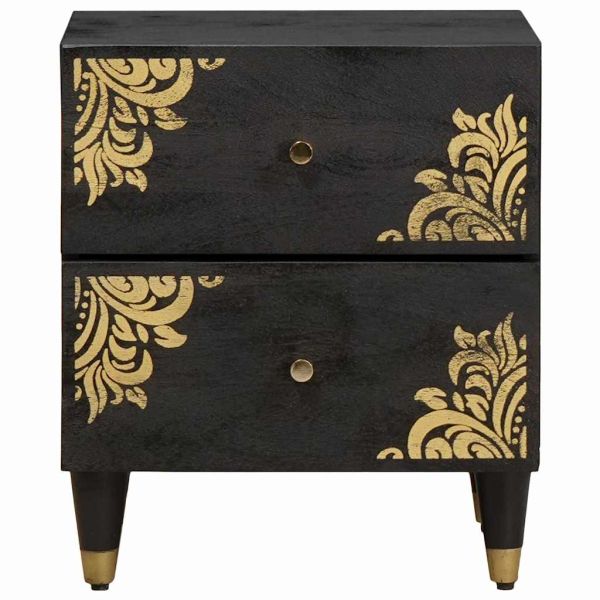 Нощен шкаф Черно 40 x 33 x 46 см Солидно мангово дърво