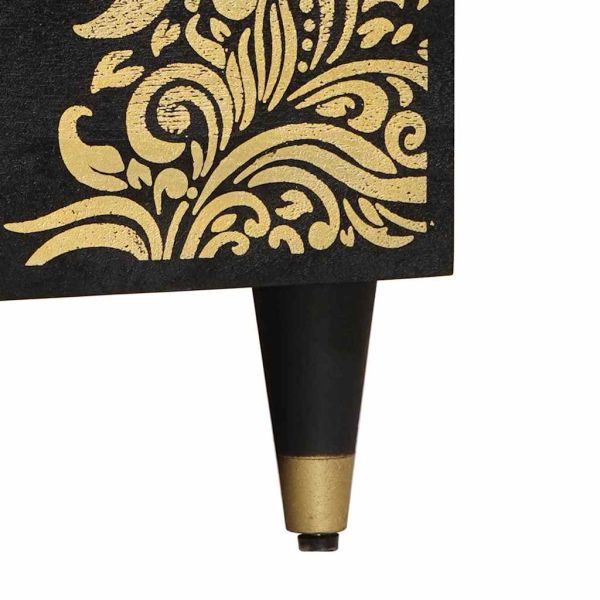 Масичка за кафе Черно 80 x 50 x 40 cm Солидно мангово дърво