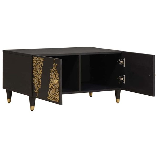 Масичка за кафе Черно 80 x 50 x 40 cm Солидно мангово дърво