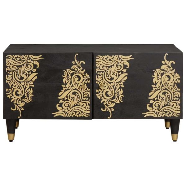 Масичка за кафе Черно 80 x 50 x 40 cm Солидно мангово дърво