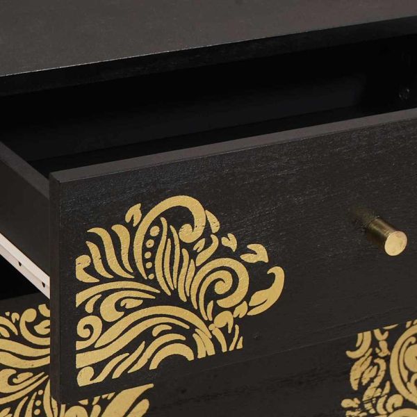 Нощно шкафче с врата с чекмедже Черно 50 x 33 x 60 см