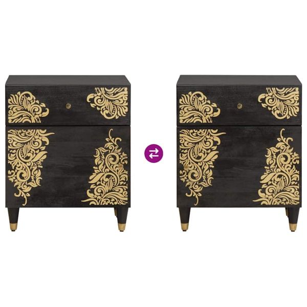 Нощно шкафче с врата с чекмедже Черно 50 x 33 x 60 см