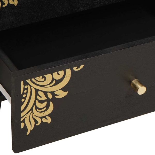 Нощен шкаф Черно 50 x 33 x 62 см Солидно мангово дърво