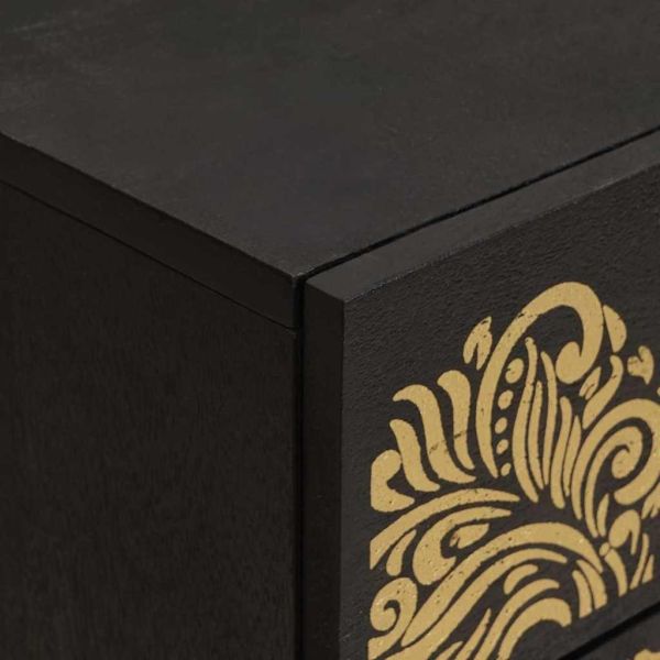 Нощно шкафче с врата с чекмедже Черно 50 x 33 x 60 см