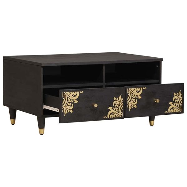 Масичка за кафе Черно 80 x 54 x 40 см Солидно мангово дърво