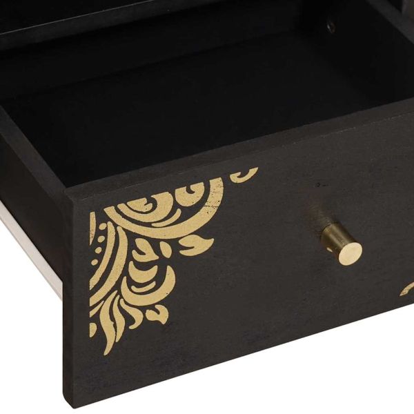 Масичка за кафе Черно 80 x 54 x 40 см Солидно мангово дърво