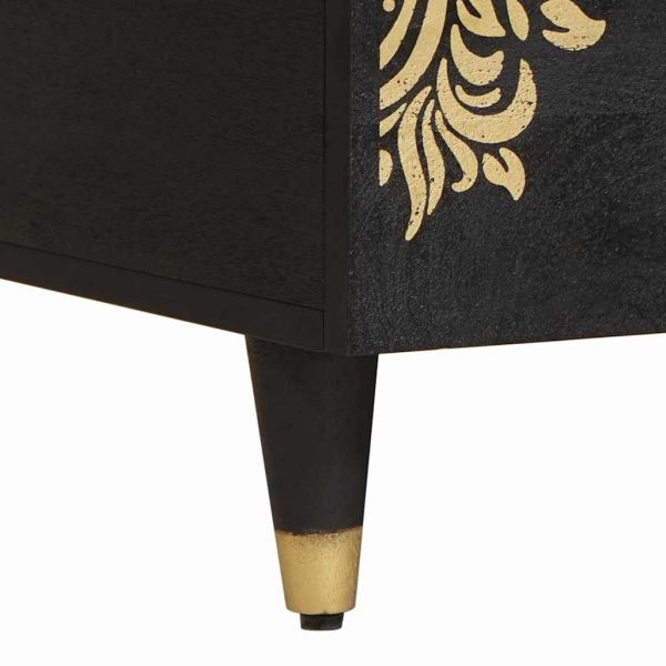 Масичка за кафе Черно 80 x 54 x 40 см Солидно мангово дърво