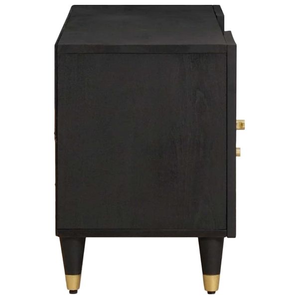 ТВ шкаф с чекмедже Черно 105 x 33 x 46 см Солидно мангово дърво