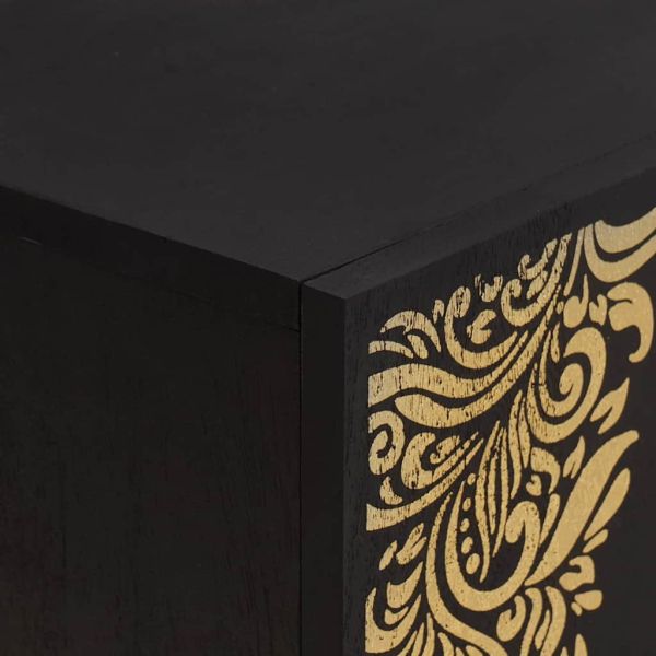 ТВ шкаф с чекмедже Черно 105 x 33 x 46 см Солидно мангово дърво