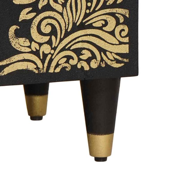 ТВ шкаф с рафт Черно 80 x 33 x 46 см Солидно мангово дърво