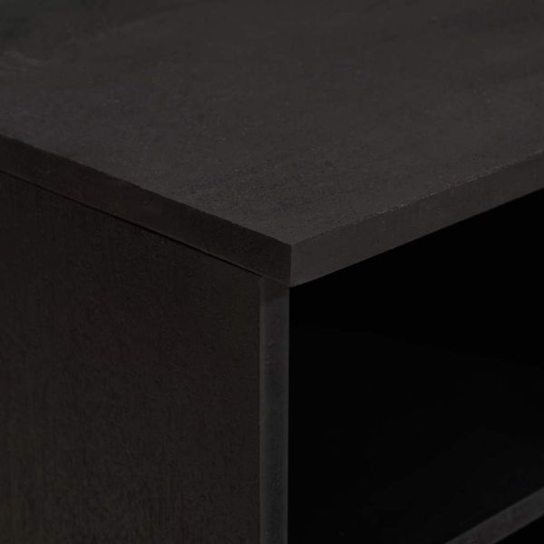 ТВ шкаф с чекмедже Черно 80 x 33 x 46 см Солидно мангово дърво