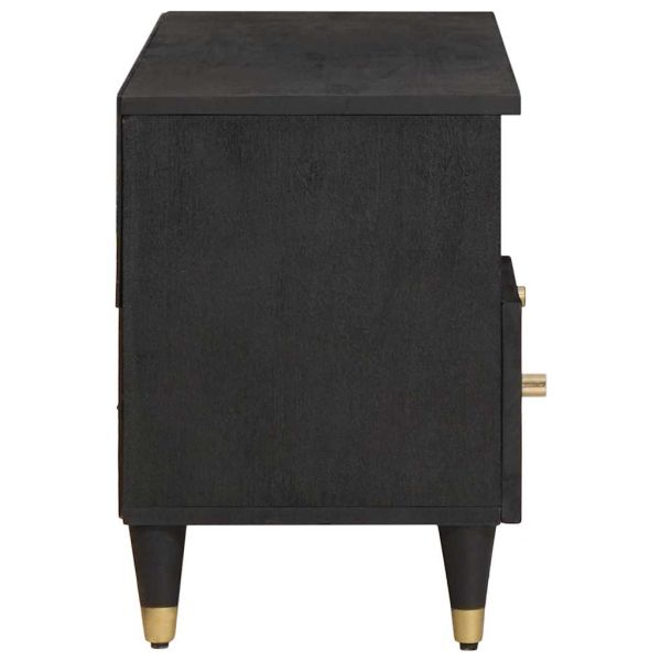 ТВ шкаф с чекмедже Черно 100 x 33 x 46 см Солидно мангово дърво