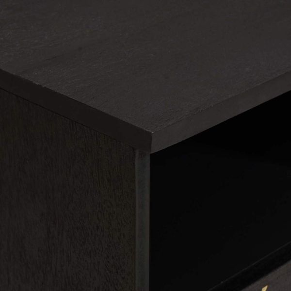 ТВ шкаф с чекмедже Черно 100 x 33 x 46 см Солидно мангово дърво